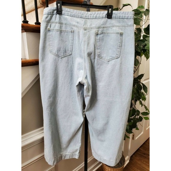 PrettyLittleThing Women's Light Blue Denim Cotton Wide Legs Casual Pants Size 20 - Picture 7 of 12